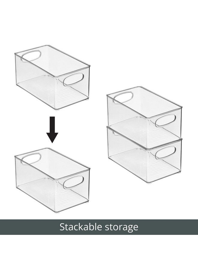 mDesign Plastic Kitchen Organizer - Storage Holder Bin With Handles For Pantry, Cupboard, Cabinet, Fridge/Freezer, Shelves, Counter - Holds Canned Food, Snacks - Ligne Collection - 4 Pack - Clear - Image 4