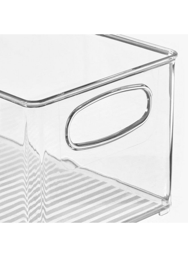 mDesign Plastic Kitchen Organizer - Storage Holder Bin With Handles For Pantry, Cupboard, Cabinet, Fridge/Freezer, Shelves, Counter - Holds Canned Food, Snacks - Ligne Collection - 4 Pack - Clear - Image 5
