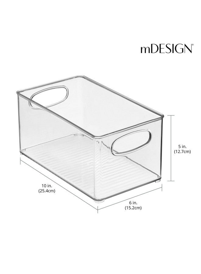 mDesign Plastic Kitchen Organizer - Storage Holder Bin With Handles For Pantry, Cupboard, Cabinet, Fridge/Freezer, Shelves, Counter - Holds Canned Food, Snacks - Ligne Collection - 4 Pack - Clear - Image 3