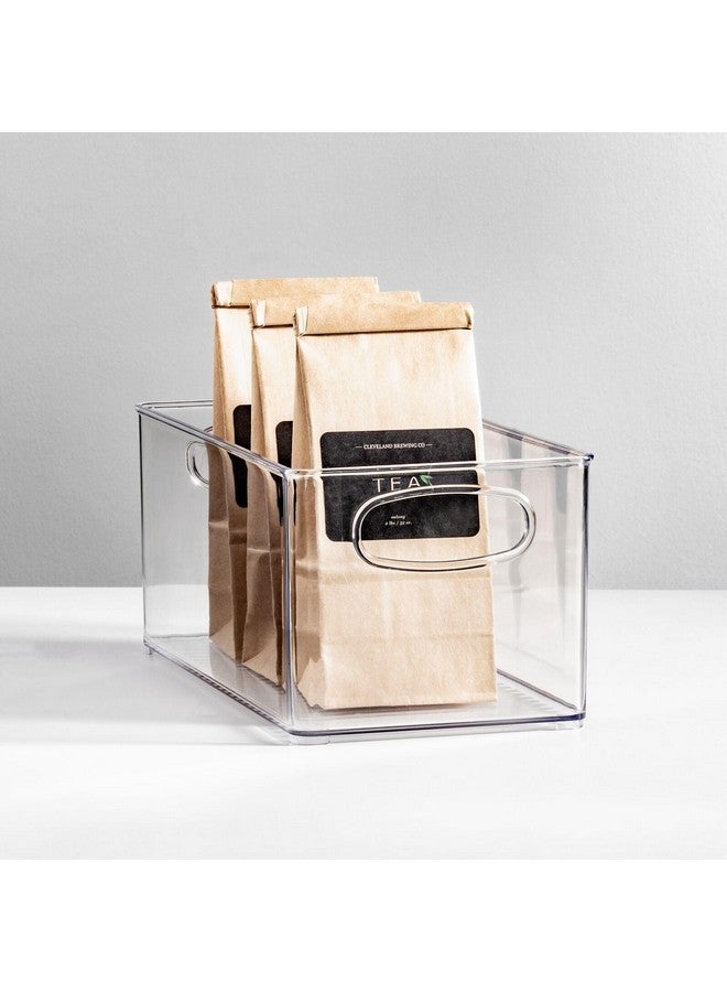 mDesign Plastic Kitchen Organizer - Storage Holder Bin With Handles For Pantry, Cupboard, Cabinet, Fridge/Freezer, Shelves, Counter - Holds Canned Food, Snacks - Ligne Collection - 4 Pack - Clear - Image 2