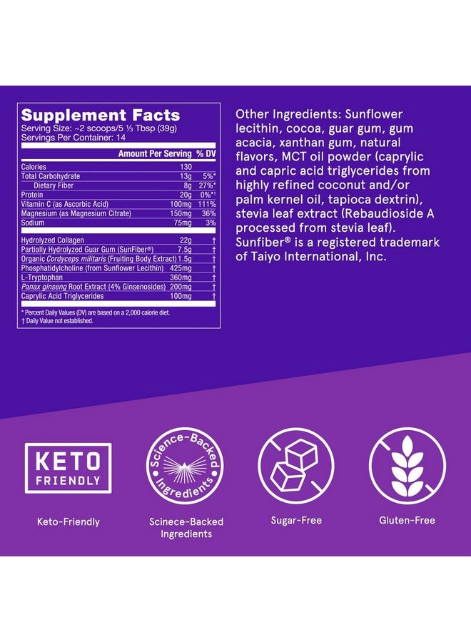 Bulletproof Dark Chocolate Energy Collagen Protein, 19.3 Ounces, Caffeine-Free Fuel with Vitamins and Antioxidants, Blend with Ginseng, Magnesium, Cordyceps Mushroom - Image 1