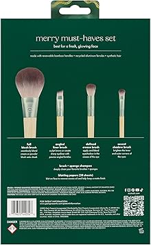 EcoTools Limited Edition Merry MustHaves Kit Face Eyeshadow Makeup Brushes Brush Shampoo Cleanser Blotting Papers for Matte Makeup EcoFriendly 6 Piece Gift Set - Image 4