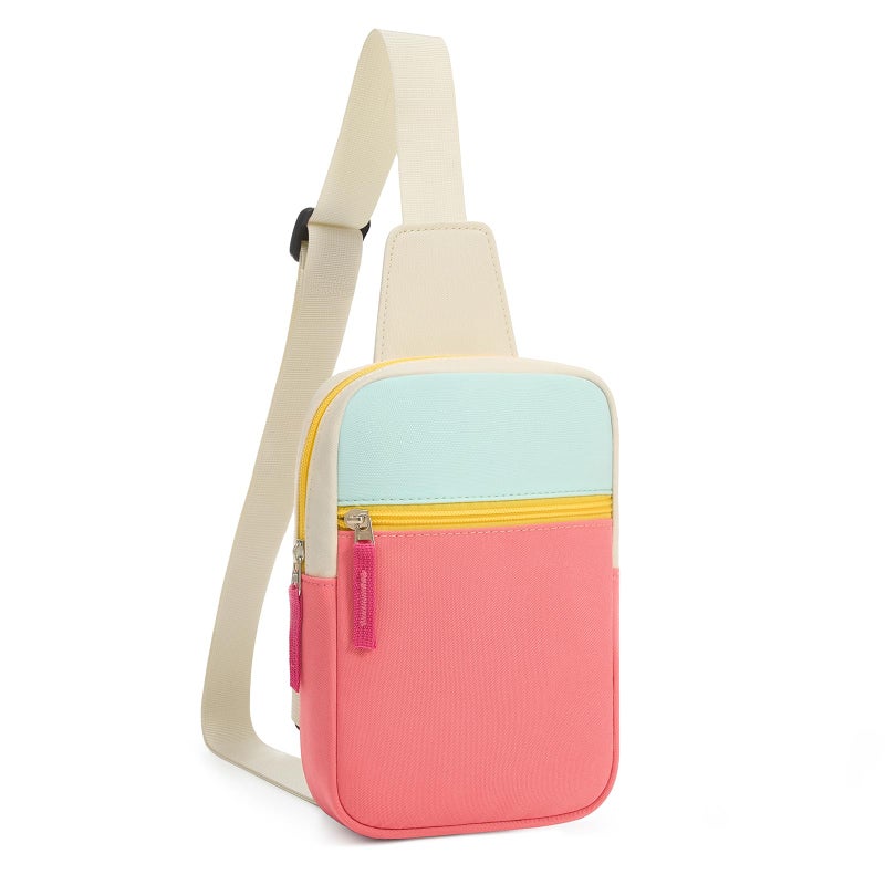 Cotmcor Easter Basket Stuffers for Teens Girls: Fanny Pack Birthday Gift for 8 9 10 11 12 Year Old Teen Girl Trendy Stuff, Preppy Colorblock Crossbody Bag Adjustable Sling Belt Bags Purse for Travel - Image 1