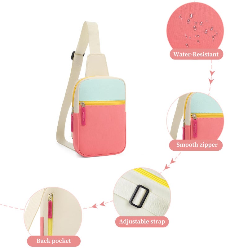 Cotmcor Easter Basket Stuffers for Teens Girls: Fanny Pack Birthday Gift for 8 9 10 11 12 Year Old Teen Girl Trendy Stuff, Preppy Colorblock Crossbody Bag Adjustable Sling Belt Bags Purse for Travel - Image 5