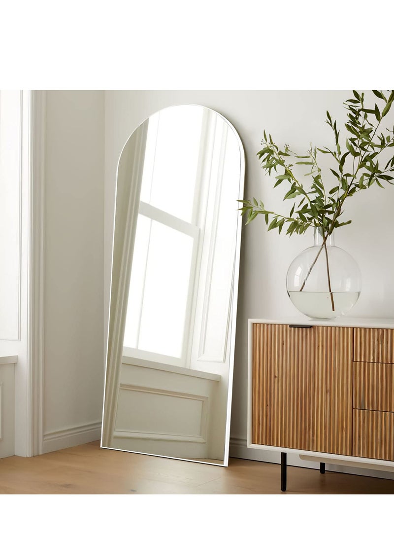 فيبارتي مرآة مقوسة كاملة الطول - قائمة ومثبتة على الحائط، زجاج عالي الدقة، زوايا قابلة للتعديل، إطار ألومنيوم قوي، 160 × 50 سم، ديكور منزلي حديث وأنيق لغرفة النوم، وغرفة المعيشة، والممر، وغرفة الملابس، والمدخل، والخزانة، والممر - متينة، تصميم عالي الجودة (أبيض) - Image 1