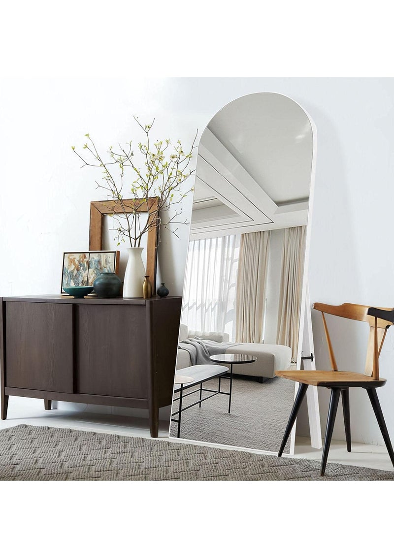 فيبارتي مرآة مقوسة كاملة الطول - قائمة ومثبتة على الحائط، زجاج عالي الدقة، زوايا قابلة للتعديل، إطار ألومنيوم قوي، 160 × 50 سم، ديكور منزلي حديث وأنيق لغرفة النوم، وغرفة المعيشة، والممر، وغرفة الملابس، والمدخل، والخزانة، والممر - متينة، تصميم عالي الجودة (أبيض) - Image 2