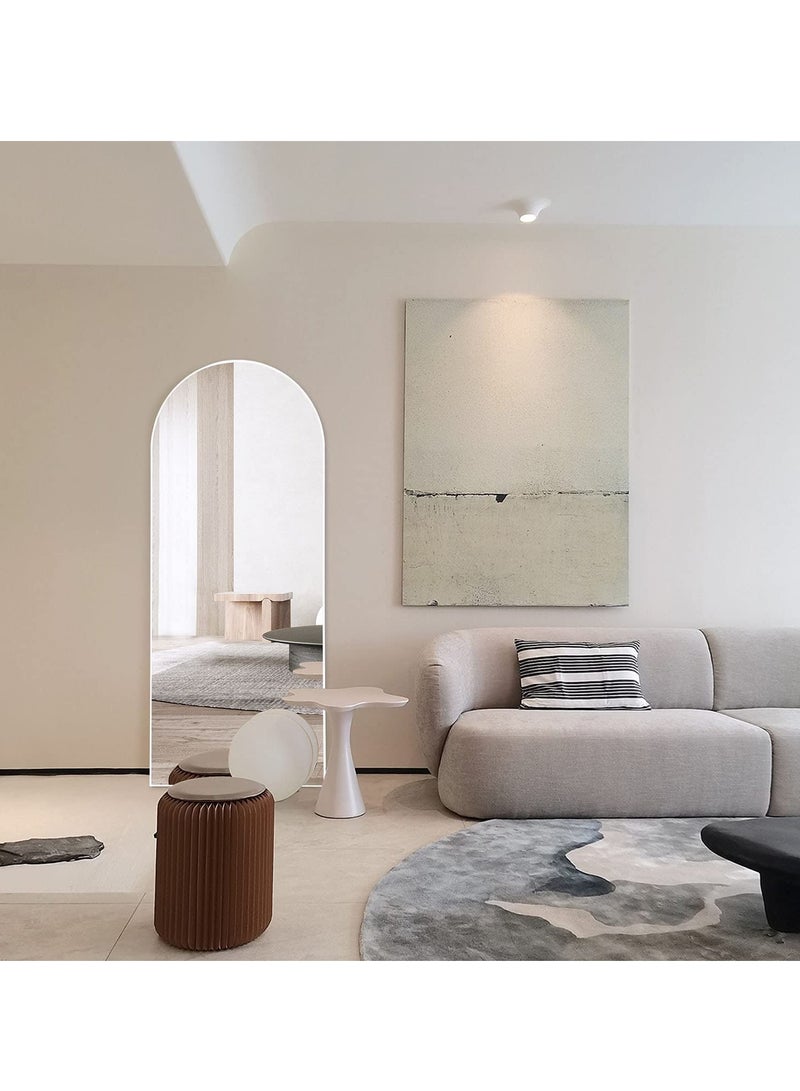 فيبارتي مرآة مقوسة كاملة الطول - قائمة ومثبتة على الحائط، زجاج عالي الدقة، زوايا قابلة للتعديل، إطار ألومنيوم قوي، 160 × 50 سم، ديكور منزلي حديث وأنيق لغرفة النوم، وغرفة المعيشة، والممر، وغرفة الملابس، والمدخل، والخزانة، والممر - متينة، تصميم عالي الجودة (أبيض) - Image 4