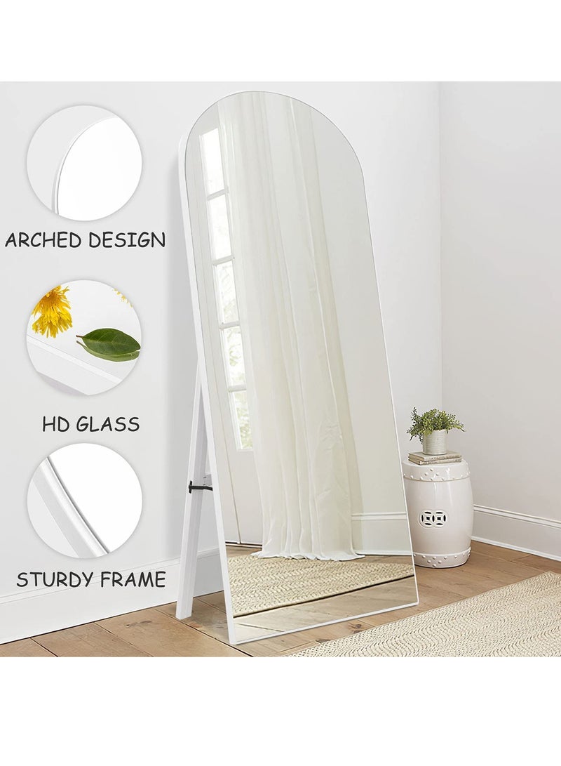 فيبارتي مرآة مقوسة كاملة الطول - قائمة ومثبتة على الحائط، زجاج عالي الدقة، زوايا قابلة للتعديل، إطار ألومنيوم قوي، 160 × 50 سم، ديكور منزلي حديث وأنيق لغرفة النوم، وغرفة المعيشة، والممر، وغرفة الملابس، والمدخل، والخزانة، والممر - متينة، تصميم عالي الجودة (أبيض) - Image 5