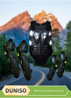 DUNISO 5Pcs Motorcycle Protective Gear set with Motorcycle Armor Jacket,Motorcycle Knee Shin Guards Elbow Guard Pads,Motorbike Protective Jacket with Chest Back Spine Armor Knee Elbow Protection Pad for Motocross Cycling Skateboarding(Black)  - Image 1