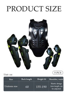 DUNISO 5Pcs Motorcycle Protective Gear set with Motorcycle Armor Jacket,Motorcycle Knee Shin Guards Elbow Guard Pads,Motorbike Protective Jacket with Chest Back Spine Armor Knee Elbow Protection Pad for Motocross Cycling Skateboarding(Black)  - Image 2