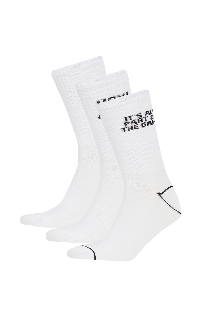 DeFacto Men's Letter Printed 3 pack Socks  - Image 1