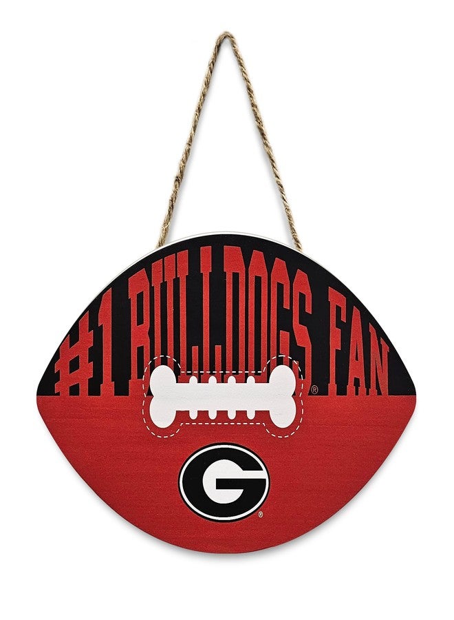 Pets First NCAA Georgia Bulldogs Best Fan's Football Shape Sign with Dog Bone Design, Sporty Fence Sign College Football Fan Waterproof Wooden Wall Sign Yard Decor Indoor & Outdoor with Team Logo! - Image 1