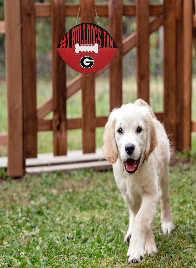 Pets First NCAA Georgia Bulldogs Best Fan's Football Shape Sign with Dog Bone Design, Sporty Fence Sign College Football Fan Waterproof Wooden Wall Sign Yard Decor Indoor & Outdoor with Team Logo! - Image 2