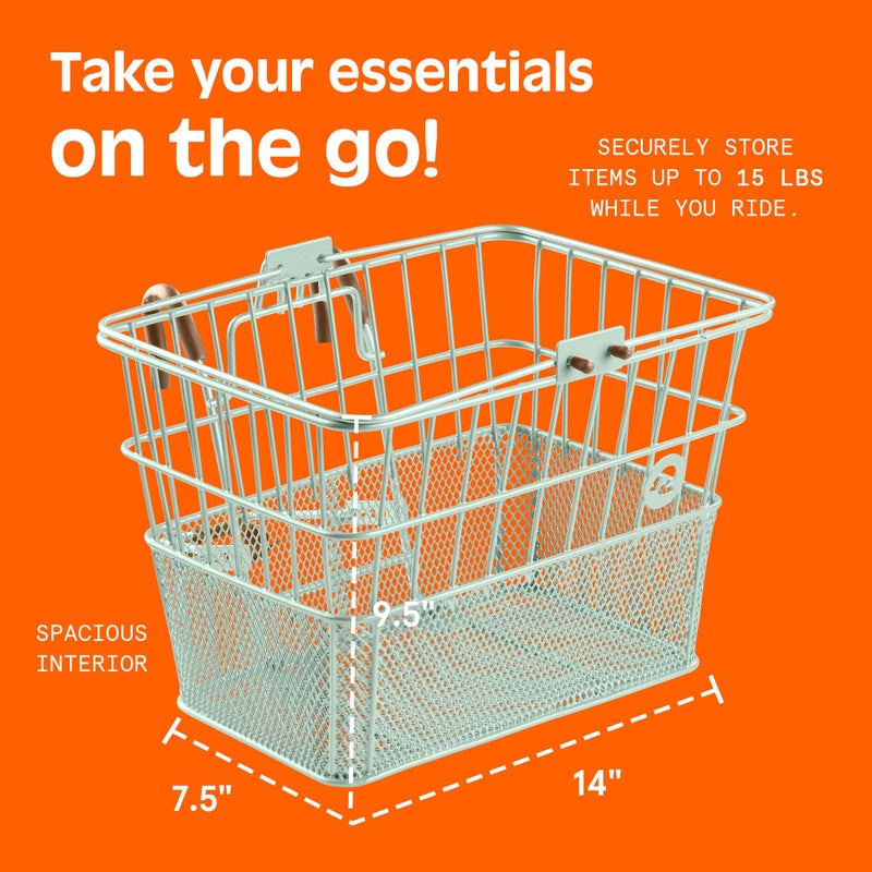 Retrospec Apollo Front Bike Basket With Detachable Steel Mesh Design - Removable Bicycle Basket With Built-in Handle for Shopping & Storage - 9.5in X 7.5in X 14in - Image 5