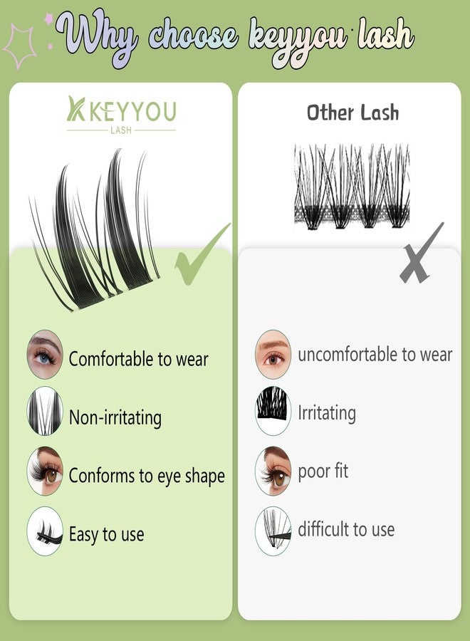 KEYYOU LASH Extension Kit 120Pcs Angel Lash Clusters Kit Thick Eyelash Extension Kit with Glue and Seal,Tweezers,Remover for DIY lash extension kit at Home（Kit-Angel A09-D-8-16MIX） - Image 4