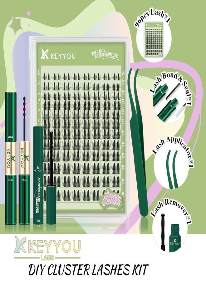 KEYYOU LASH Extension Kit 120Pcs Angel Lash Clusters Kit Thick Eyelash Extension Kit with Glue and Seal,Tweezers,Remover for DIY lash extension kit at Home（Kit-Angel A09-D-8-16MIX） - Image 2