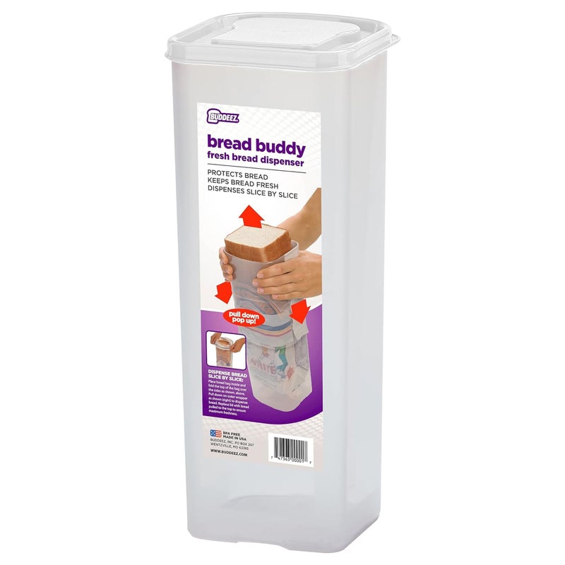 Buddeez Bread Buddy Bread Box â€“ Keep Your Loaf Fresh - White Lid, Pack of 1 - Image 1