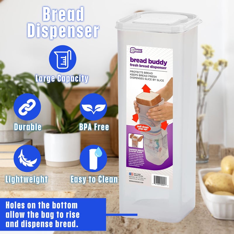 Buddeez Bread Buddy Bread Box â€“ Keep Your Loaf Fresh - White Lid, Pack of 1 - Image 5
