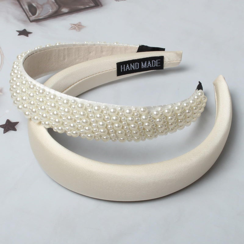 Cuizhiyu 5PK White Pearl Headbands for Women Girls Cute Pearl dainty Headbands Bling Faux Pearls Hairbands Wedding Hair Accessories hair hoop headband - Image 5