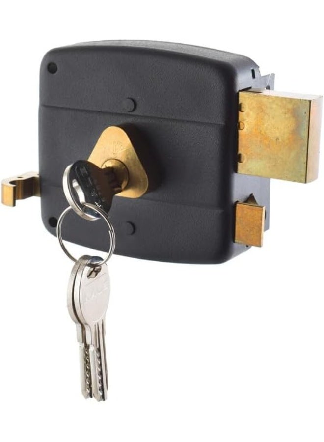 Heavy-Duty Door Rim Lock with Cylinder – 3 Turns – 120mm – Secure Metal Lockset with 3 Keys – for Wooden & Metal Doors – Durable & Anti-Theft Design - Image 2