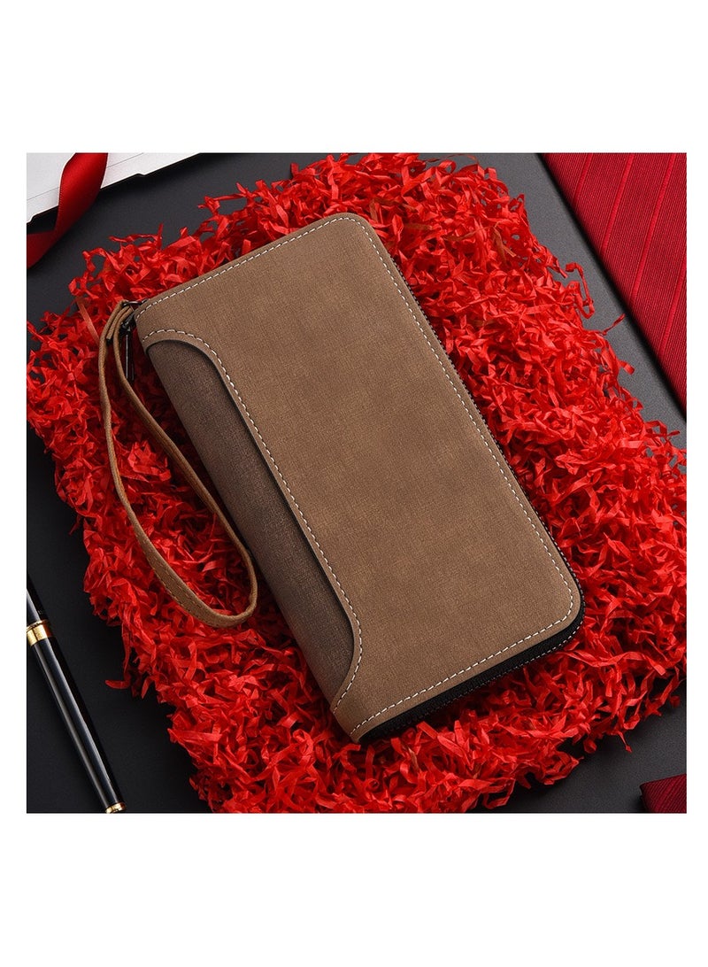 محفظة رجالية طويلة كاجوال متعددة الفتحات ومحفظة للعملات المعدنية ذات سعة كبيرة وحامل بطاقات بسحاب - Image 1