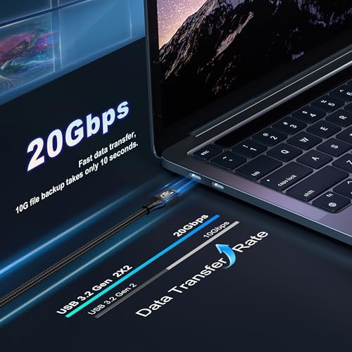 ZIKNYDO USB C Cable 10FT, USBC 3.2 20Gbps Data transfer, 240W Fast Charging Type C to Type C, 4K@144Hz / 60Hz, 8K@30Hz USB C Monitor Video Cable for Thunderbolt 4, MacBook Pro, iPad, Dell XPS, VR (3m) - Image 2