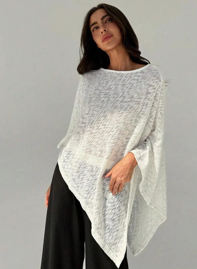 Take Two Women Solid Textured Round Neck Cape Top