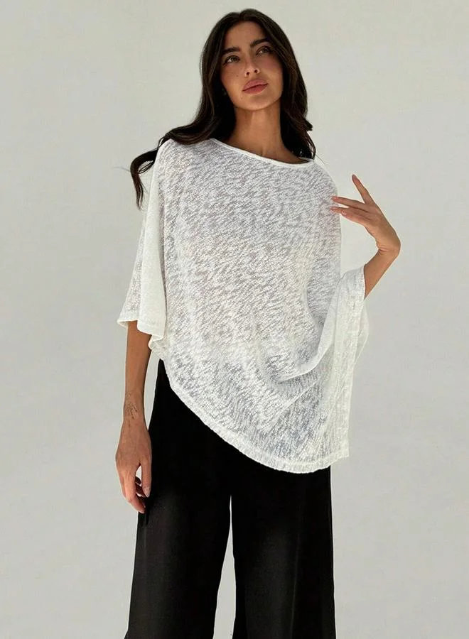 Take Two Women Solid Textured Round Neck Cape Top