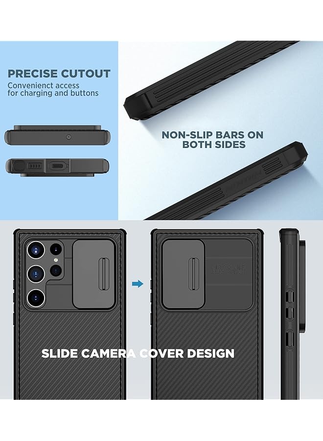 إيروريكس غطاء حافظة متوافق مع هاتف Samsung Galaxy S22 Ultra، غطاء حماية متطور مع غطاء كاميرا منزلقة، غطاء حماية رفيع لهاتف Galaxy S22 Ultra S22 Ultra باللون الأسود - Image 2