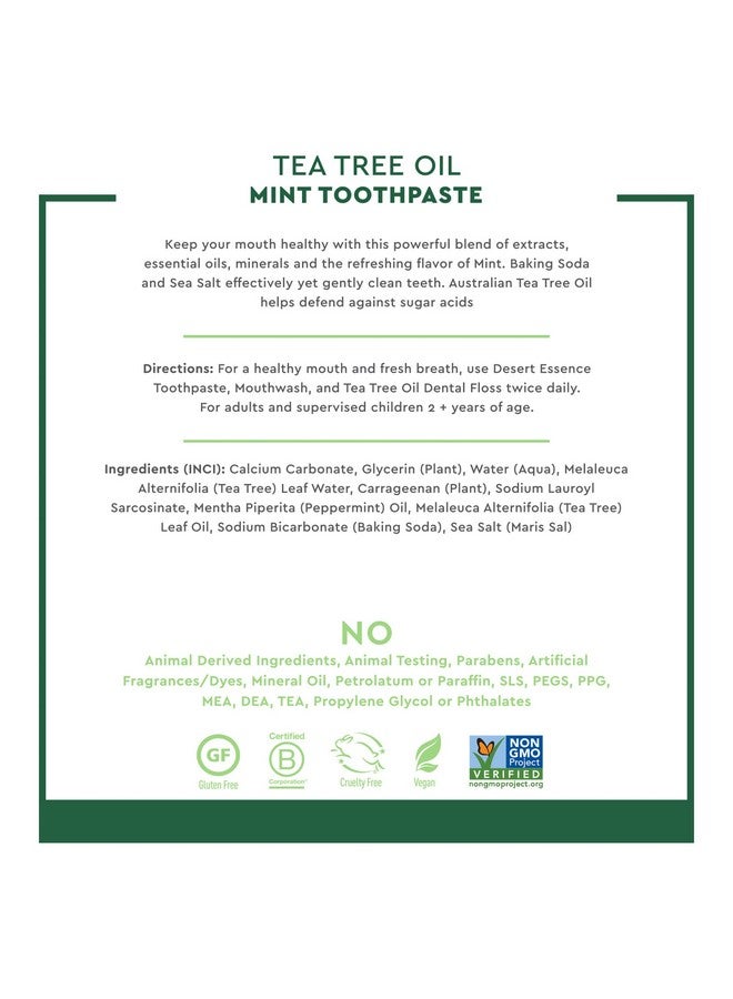 معجون أسنان زيت شجرة الشاي من ديزرت إيسنس - بنكهة النعناع - 18.75 أونصة (6.25 أونصة * عبوة من 3 قطع) - طعم منعش - ينظف الأسنان واللثة بعمق - يساعد في مكافحة البلاك - ملح البحر - زيت عطري نقي - صودا الخبز - Image 4