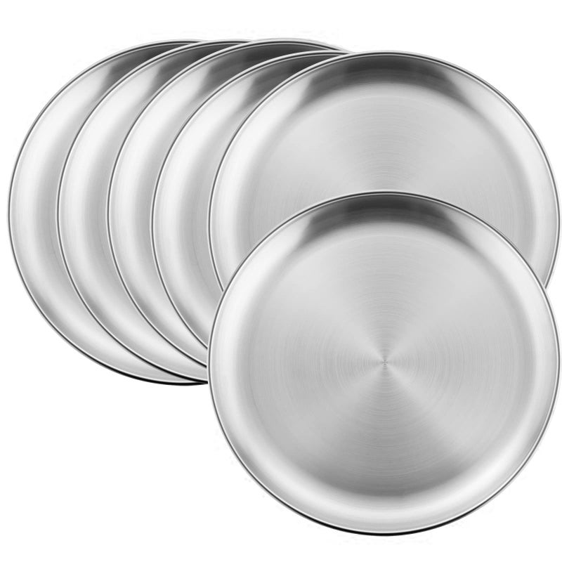 HaWare 6Piece 188 Stainless Steel Plates Metal 304 Dinner Dishes for Kids Toddlers Children 10 Inches Feeding Serving Camping Plates Reusable and Dishwasher Safe