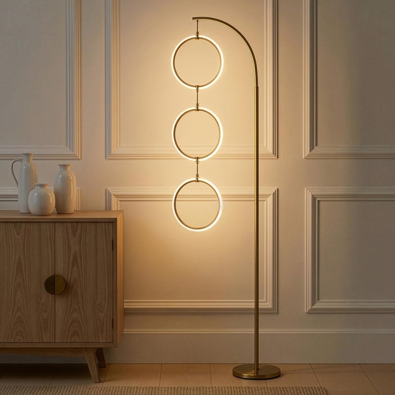 Brightech Nova 74 in. Antique Brass Industrial 3-Light LED Energy Efficient Floor Lamp with Built-in 3-Way Dimmer Function FL-NVA-BRS - Image 1