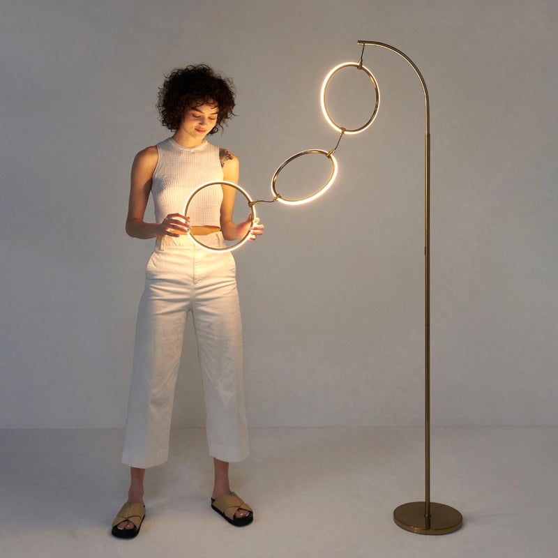 Brightech Nova 74 in. Antique Brass Industrial 3-Light LED Energy Efficient Floor Lamp with Built-in 3-Way Dimmer Function FL-NVA-BRS - Image 2