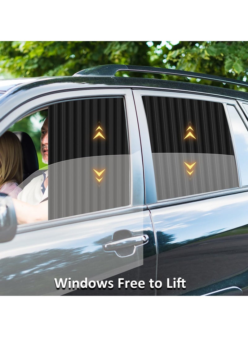 4 Piece Slidable Magnetic Car Side Window Sun Shade Curtain Black - Image 2