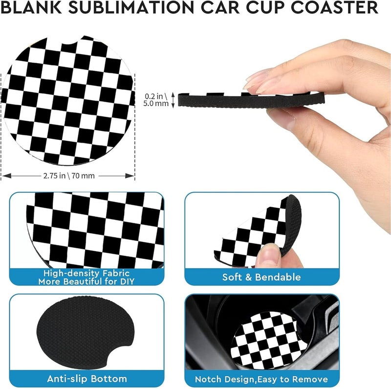 Ldntly Car Coasters for Cup Holders,2 Pack Black and White Lattice Car Coasters,2.75" Universal Size Anti Slip Rubber Mat,Automotive Cup Holder Decal Decor Accessories,Gifts for Women,Men,Mom - Image 4