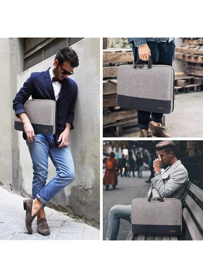 Luxeur Laptop Bag 15.6/16 Inch MacBook Pro M1 2022/16 Inch Huawei MateBook D 16/15.6 Inch Lenovo/MSI/Dell XPS 15 Notebook Laptop Case Water-Resistant Laptop Zipper Sleeve Protective Briefcase Grey  - Image 5