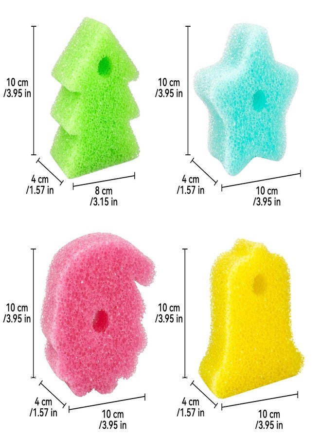 kickleen 4 Pack Kickleen Scrub Color Sponge with Suction Hanger,Non-Scratch, Multipurpose Dish Cleaning Temperature Controlled Decor Christmas Sponge for Kitchen, Bathroom - Image 2