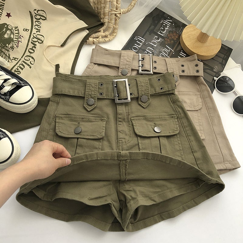 Women's Belted High-Waist Denim A-Line Bodycon Mini Skirt - Image 3