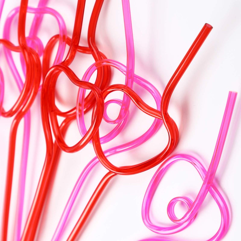 3omething New Valentines Day Party Supplies Straws - V-DAY Drinking Plastic Crazy Loop Straw School Favors 36Ct - Image 4