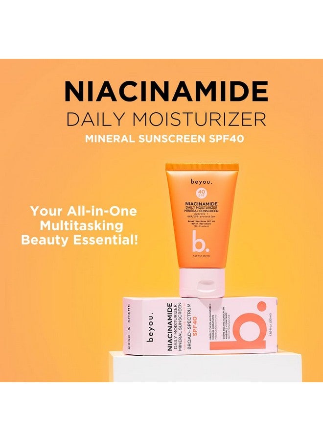 بي يو . نياسيناميد، مرطب يومي معدني، واقي من الشمس للوجه + عامل حماية من الشمس 40، 1.69 أونصة سائلة، نباتي ملون، لم يتم الإساءة إلى الحيوانات لتصنيعه، جميع أنواع البشرة - Image 2