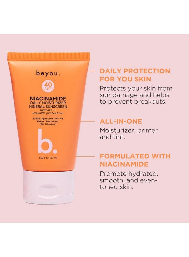 بي يو . نياسيناميد، مرطب يومي معدني، واقي من الشمس للوجه + عامل حماية من الشمس 40، 1.69 أونصة سائلة، نباتي ملون، لم يتم الإساءة إلى الحيوانات لتصنيعه، جميع أنواع البشرة - Image 3