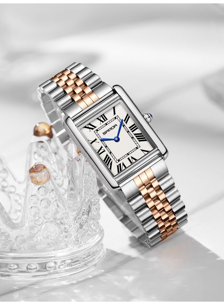 SANDA Men Quartz Watch Waterproof Casual Fashion Men Quartz Watches Wear Resistant Stainless steel Strap Square Dial Design Business Wristwatch Male - Image 2