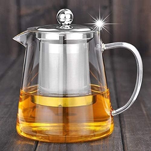 ConvertKitchen Teapot with Stainless Steel Infuser Lid Glass Tea Kettle Triangle Stovetop Safe Set of 1  - Image 4