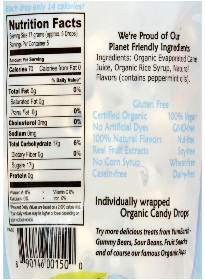 YumEarth Organic Wild Peppermint Drops - Mint Flavored Natural Hard Candy, Peppermint Candy for Kids - Allergy Friendly, Non GMO, Gluten Free, Vegan - Image 3