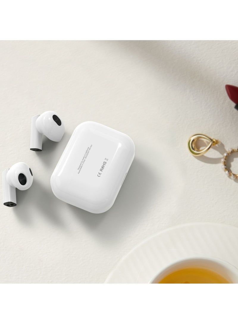 موديو سماعات أذن K6 Mini اللاسلكية الحقيقية - بيضاء، مريحة داخل الأذن، بلوتوث 5.1، تحكم باللمس، عزل للضوضاء، عمر بطارية طويل، تصميم محمول، صوت عالي الجودة للموسيقى والمكالمات - Image 2