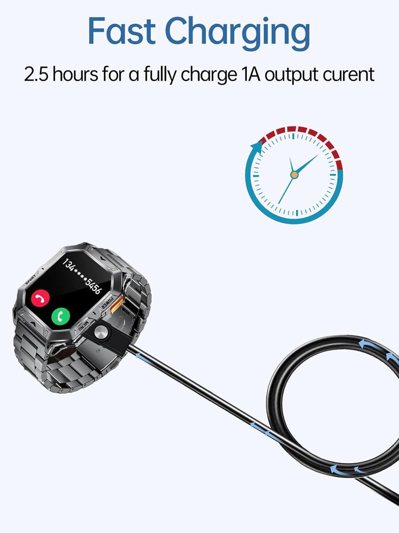 WUNIAK Charging Cable for LIGE Military Smart Watches, Magnetic USB Flexible Charging Cable Accessories for LIGE Military Smart Watches,(2 Pack) - Image 3