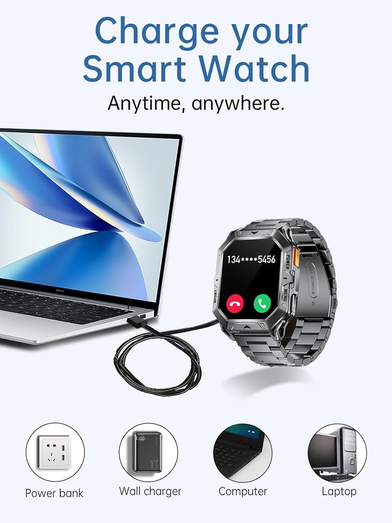 WUNIAK Charging Cable for LIGE Military Smart Watches, Magnetic USB Flexible Charging Cable Accessories for LIGE Military Smart Watches,(2 Pack) - Image 2