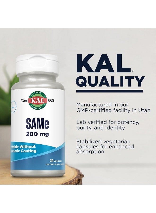 KAL Same 200mg (S-adenosyl-L-methionine), Nervous System, Wellbeing and Mood Support Supplement, Enhanced Absorption, No Enteric Coating Needed, Vegetarian, 60-Day Guarantee, 30 Serv, 30 VegCaps - Image 4