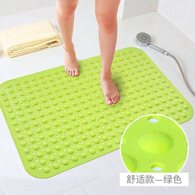 Bathroom anti-slip mat anti-fall floor mat bath bath toilet mat foot mat bathroom shower room hotel floor mat pea green 35*70cm [comfortable style] - Image 1