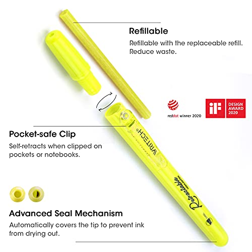 WRITECH Retractable Highlighters Assorted Colors: Chisel Tip Click Aesthetic Highlighter Marker Pens Pack Multi Colored Ink No Bleed Smear for Highlighting Journaling (6ct Neon) - Image 2